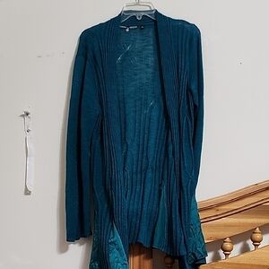 Teal Open Front Cardigan Sweater